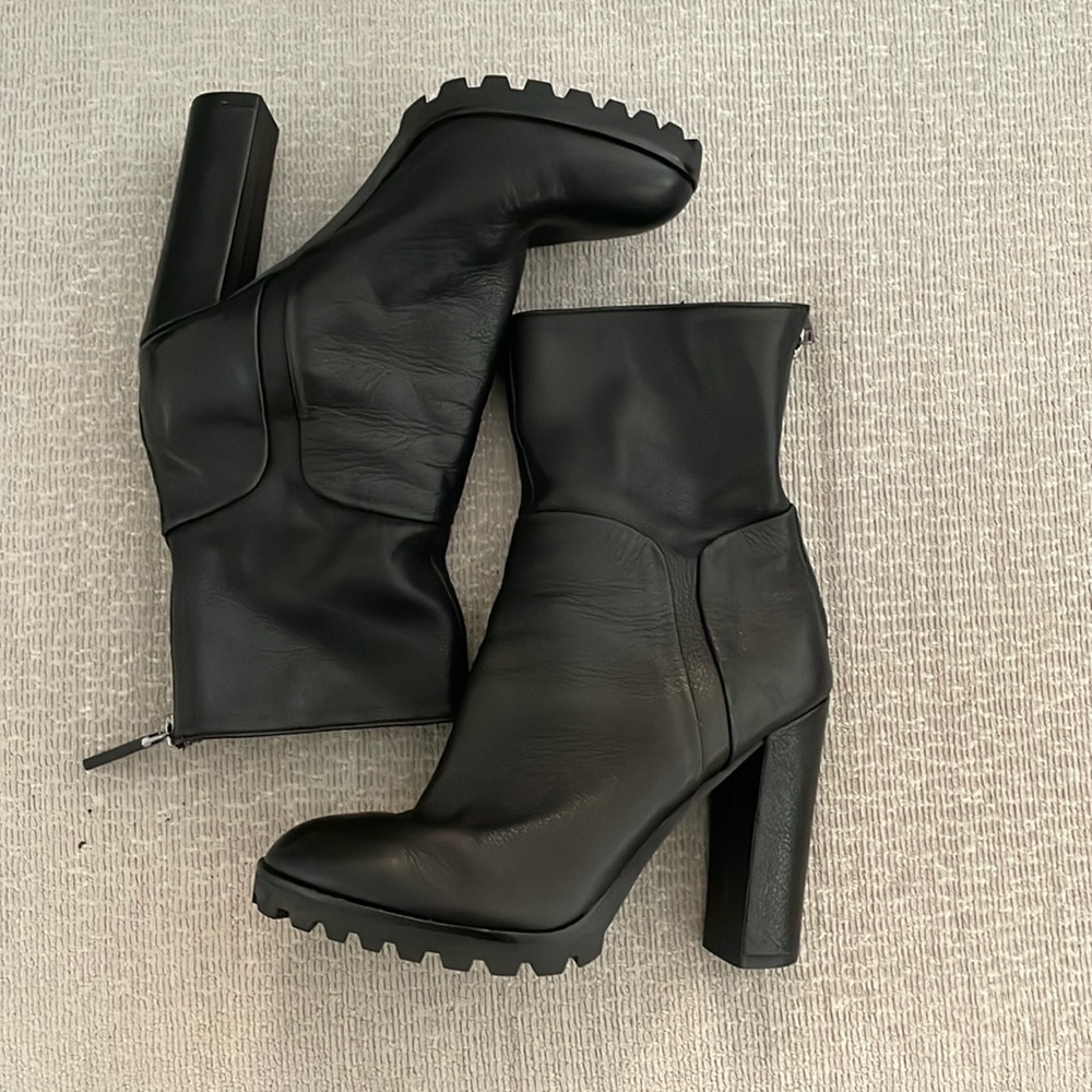 ALDO Fresa boots block high heels biker size US 6 super soft black leather sexy